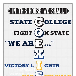 House Divided Penn State Nittany Lions - Pitt Panthers | &quot;In This House We Shall COEXIST&quot; | College Fans Typography Print | 11 x 14