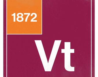 Virginia Tech Hokies "Chemical Element" Print | Aged, Vintage Style Fading | Perfect for College Football Fans or a Graduation Gift