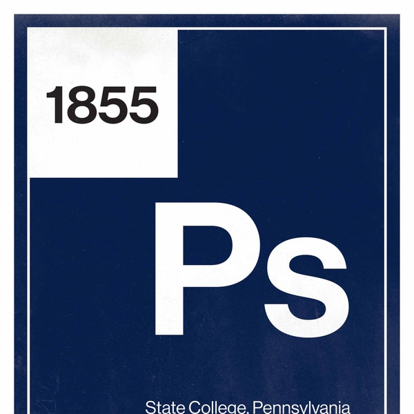 Penn State Nittany Lions "Chemical Element" Print | Aged, Vintage Style Fading | Perfect for College Football Fans or a Graduation Gift