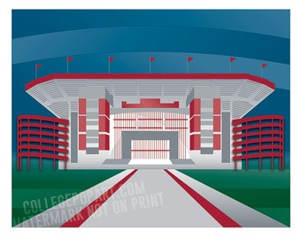 Alabama Crimson Tide | Bryant-Denny Stadium, Tuscaloosa, Alabama | College Football Stadium Graphic Print 11x14 | Great Football Gift