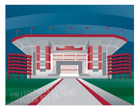 Alabama Crimson Tide | Bryant-Denny Stadium, Tuscaloosa, Alabama | College Football Stadium Graphic Print 11x14 | Great Football Gift