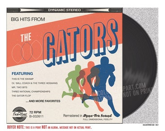 Florida Gators "Greatest Hits" Graphic Print | Retro Art Print Inspired By Vintage 60s 70s Record Album Covers | Great for Your Favorite Fan