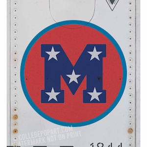 Ole Miss Rebels | &quot;Vintage Aircraft&quot; Style Roundel Print in Team Colors of Your Favorite School | Great for Kids & Man Caves |