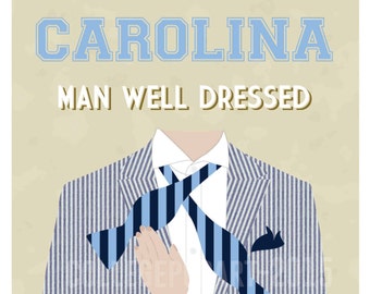 North Carolina Tar Heels Bow Tie Print | "I Love My Man Well Dressed" | Great Graduation, Birthday or Anniversary Gift | Matted 8 x 10 Print