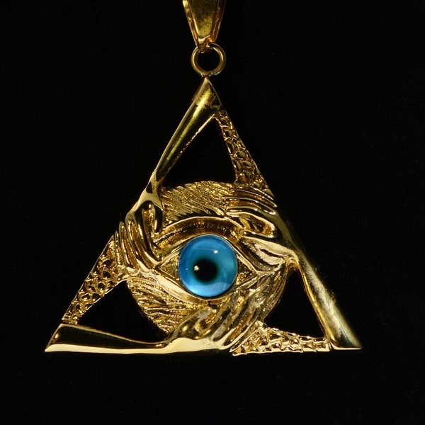 Large Eye of Providence on a 2 mm Gold Rope Chain * Egyptian Necklace * Men's Jewelry* Heavy Pendant Necklace * Lucky Gift * Birthday Gift