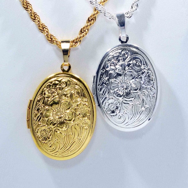 Gold or Silver Oval Locket Necklace on CUSTOM  Chain * Gift For Her * Keepsake Jewelry * Oval Locket * Birthday* Spring  Gift Idea for Her