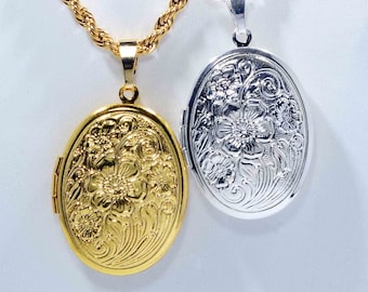 Gold or Silver Oval Locket Necklace on CUSTOM  Chain * Gift For Her * Keepsake Jewelry * Oval Locket * Birthday* Mothers Day Gift Idea