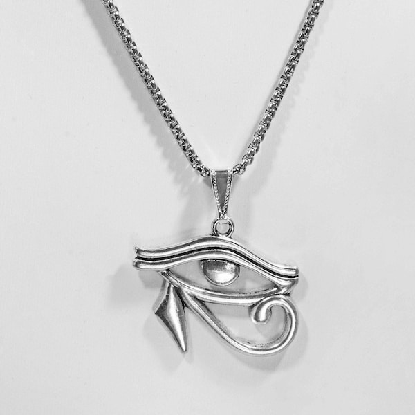 LARGE Silver Eye of Ra Charm Necklace * African Jewelry *Egyptian Jewelry * Silver Jewelry * For Her or Him * Birthday Gift Idea