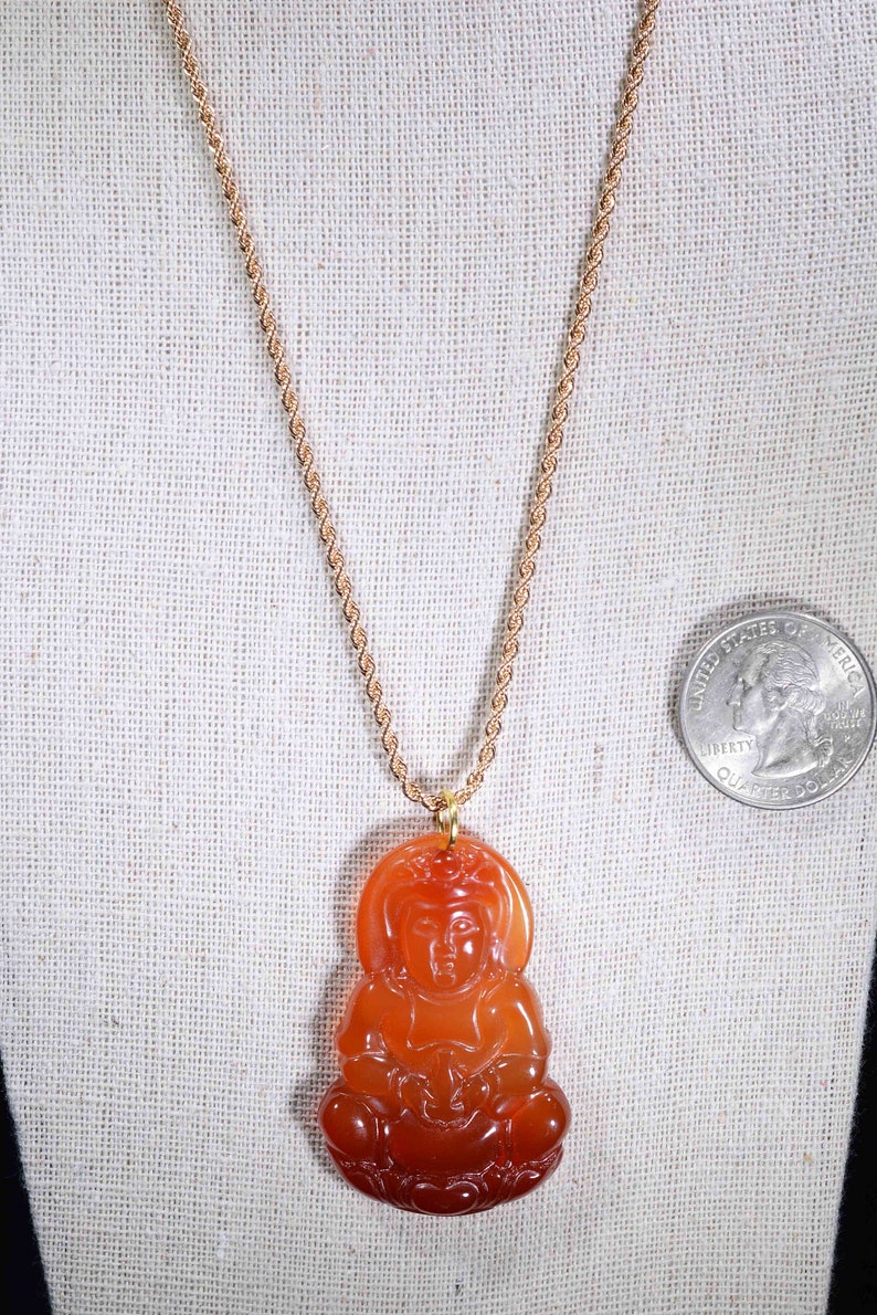 Carnelian Kuan Yin LARGE Pendant Necklace Goddess Jewelry Etsy