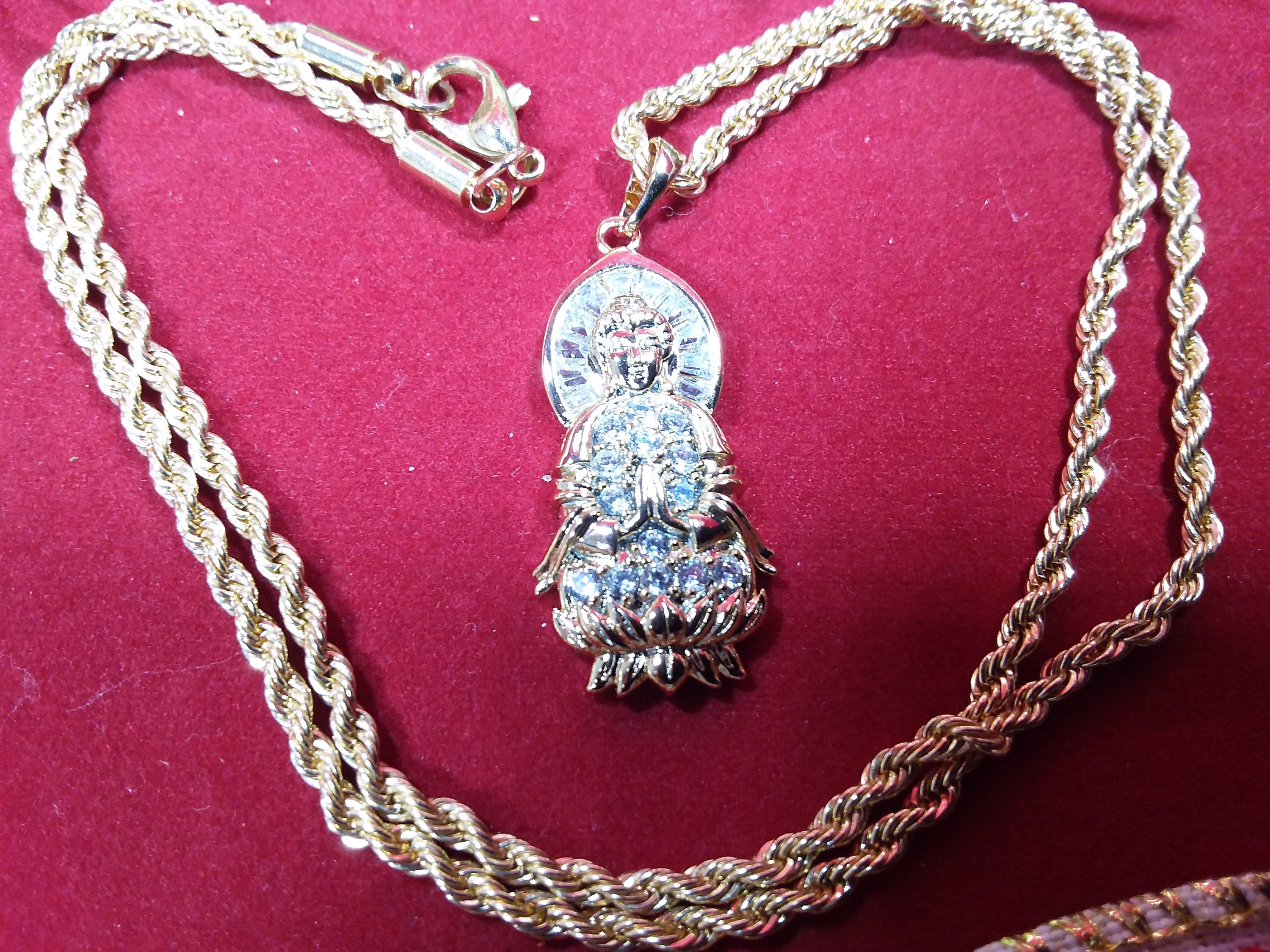 Kuan Yin Pendant w/ Multi Cubic Zirconia Buddha Pendant Etsy