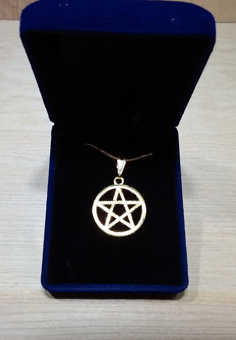 Pentacle Large Charm Necklace Pagan Jewelry Gold Pentacle Etsy