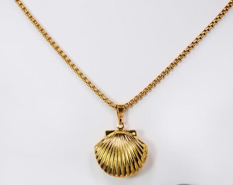 Mini Gold-plated Seashell Photo Locket Necklace by The Healing Gypsy * Keepsake Jewelry* Gift for Her* Gift Ready