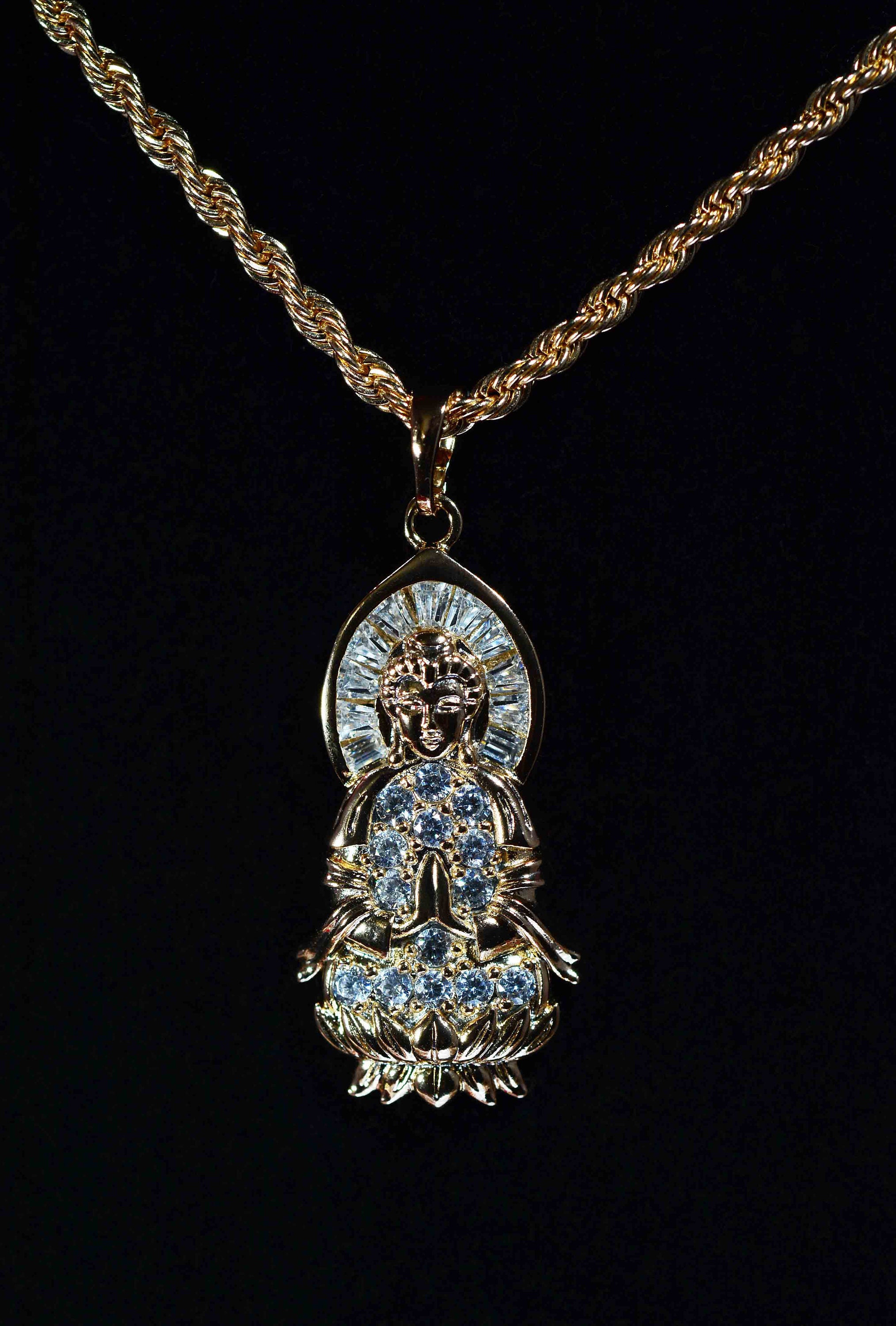 Kuan Yin Pendant w/ Multi Cubic Zirconia Buddha Pendant Etsy
