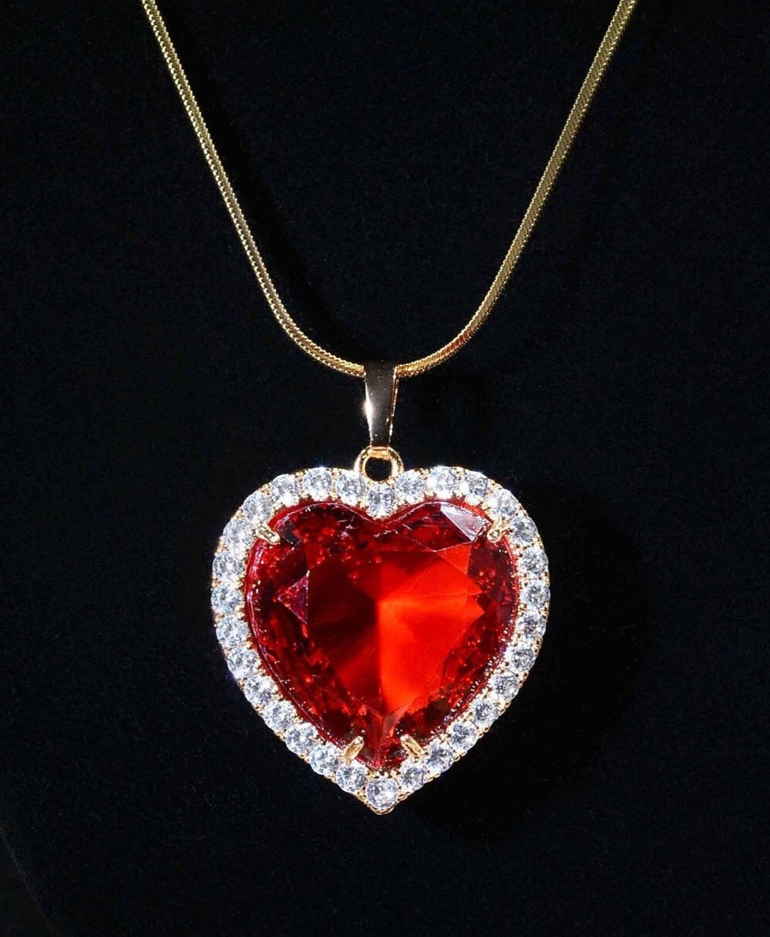 My Heart Will Go on Large Red Heart Charm Necklace Titanic - Etsy