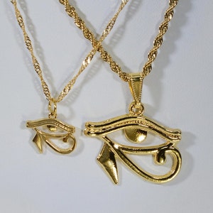 24 Kt Gold Eye of Ra Necklace in  2 Sizes * Egyptian Eye of Ra Necklaces * Birthday Gifts * Gold Horus Jewelry * Unisex Birthday Gift