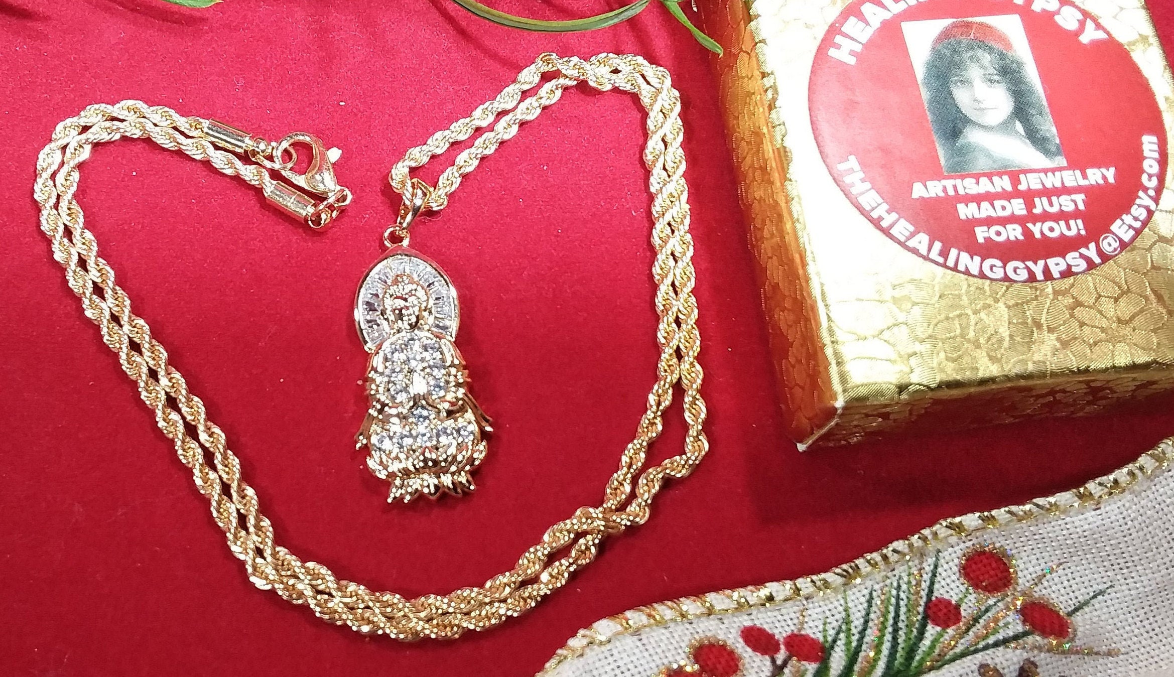 Kuan Yin Pendant w/ Multi Cubic Zirconia Buddha Pendant Etsy