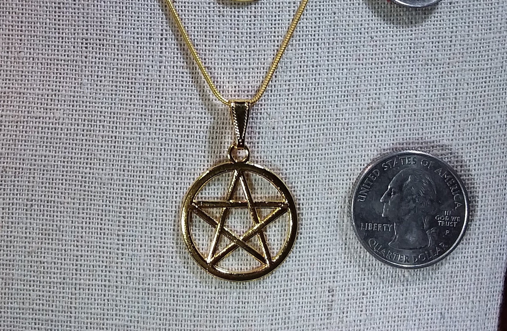 Gold Pentacle Charm Necklace Pagan Jewelry Gold Pentacle Etsy