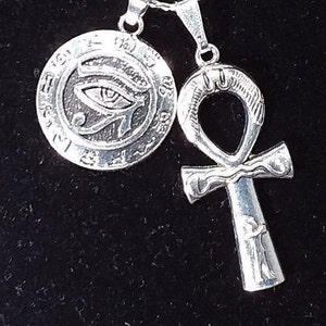 Silver Ankh & Eye of Horus Duo Charm Necklace on Custom Length 925 ...