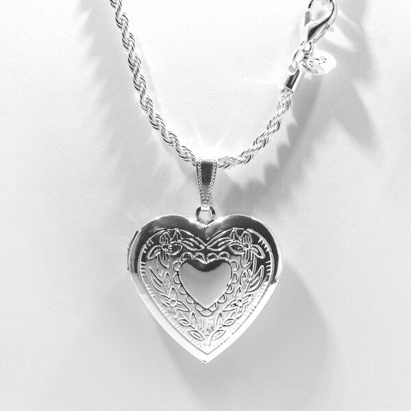 Turtleland 925 Sterling Silver Heart Paw Print Memory Locket Pendant Necklace