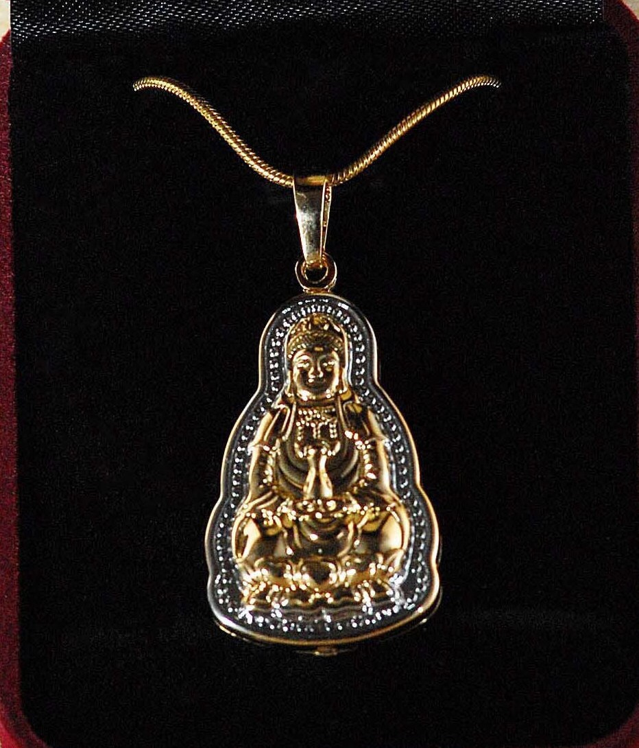 Kuan Yin Charm Necklace Kuan Yin Quan Yin Pendant Necklace Etsy