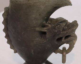 Chinese Ceremonial Jade Libation Cup - Dragon - Jue