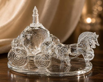 Godinger Crystal Assepoester-koets met zilveren kettingteugels