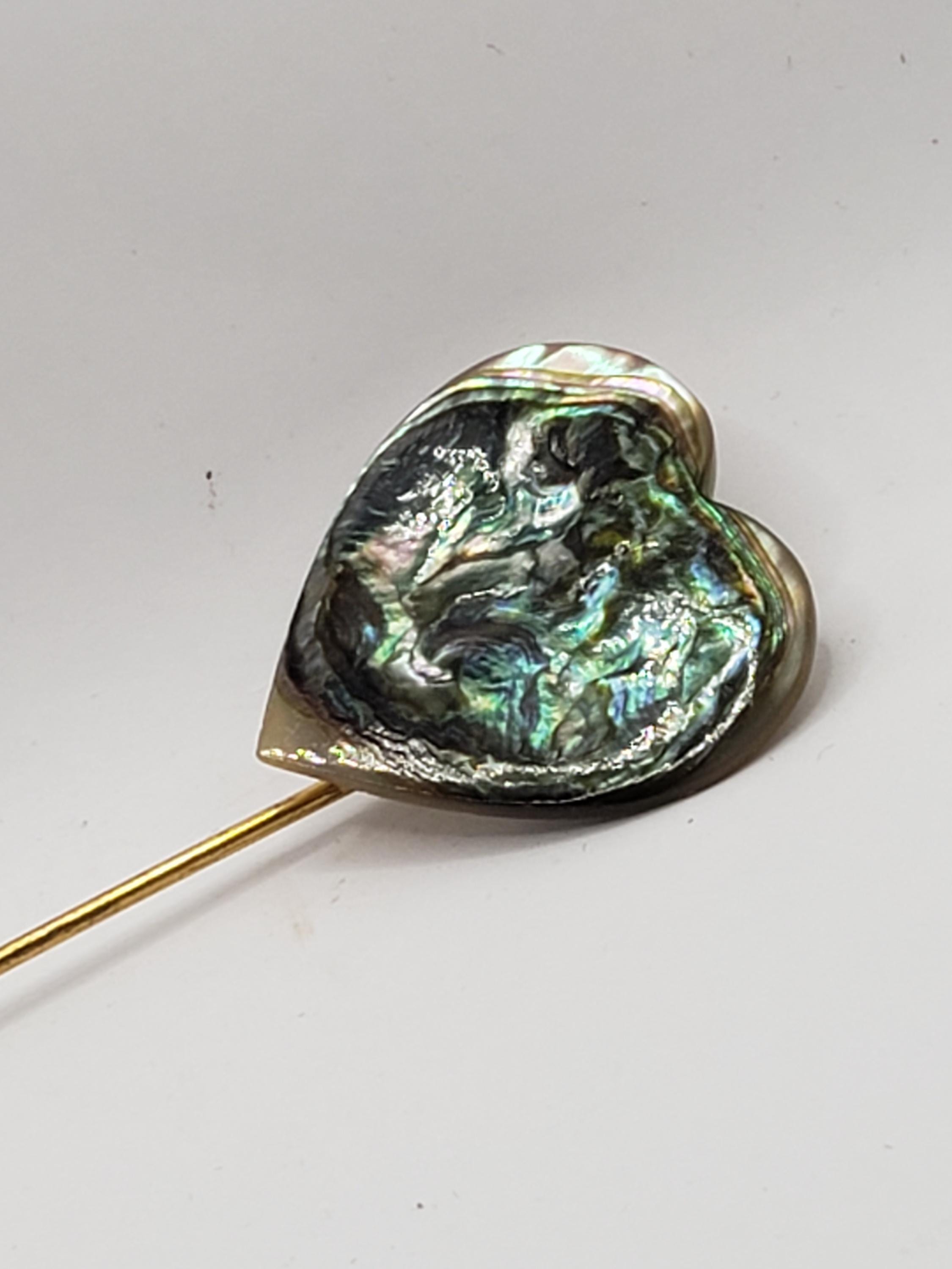 Vintage Miriam Haskell Abalone Shell Hat Stick Pin Vintage Signed Miriam Haskell Gold Tone Faux Pearl Hat Stick  main image 4
