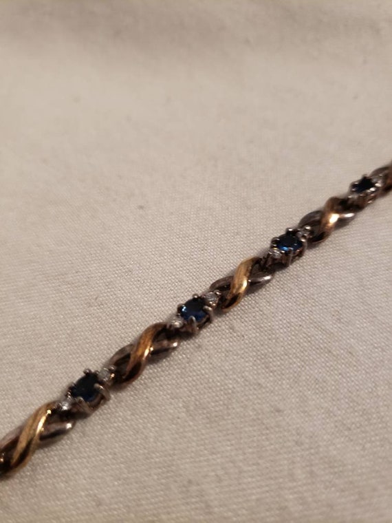 Vintage Gold Washed Sterling Silver Sapphire and … - image 1