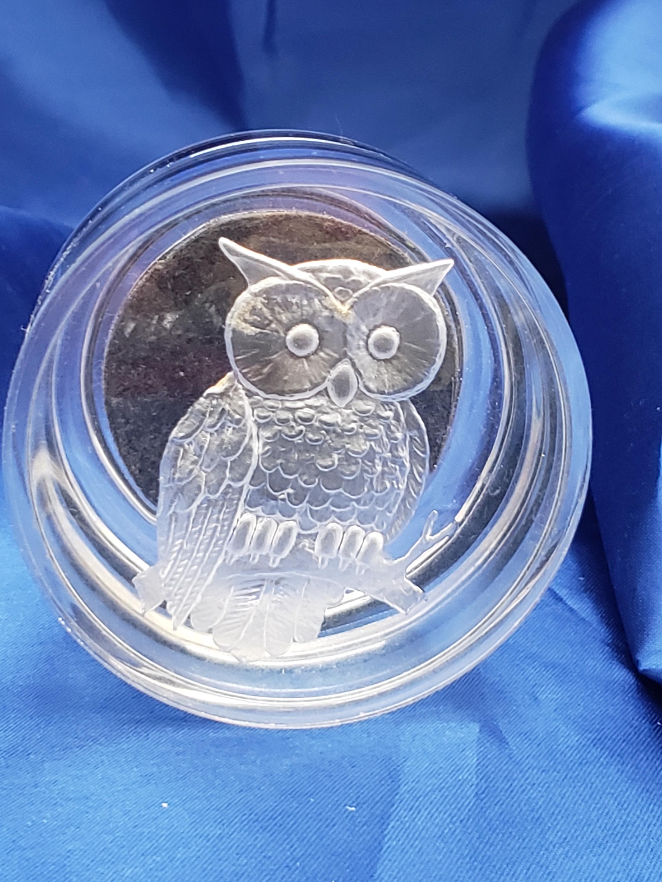 Vintage Lucite Owl Trinket Dresser Box