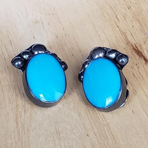 Sterling Silver Turquoise Clip-on Earrings Vintage