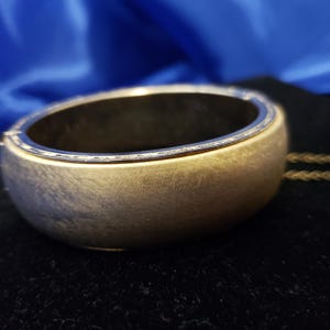 Vintage Crown Trifari Wide Hinged Goldtone Bracelet