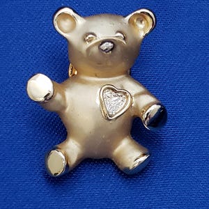 Goldtone Teddy Bear Lapel Pin Brooch
