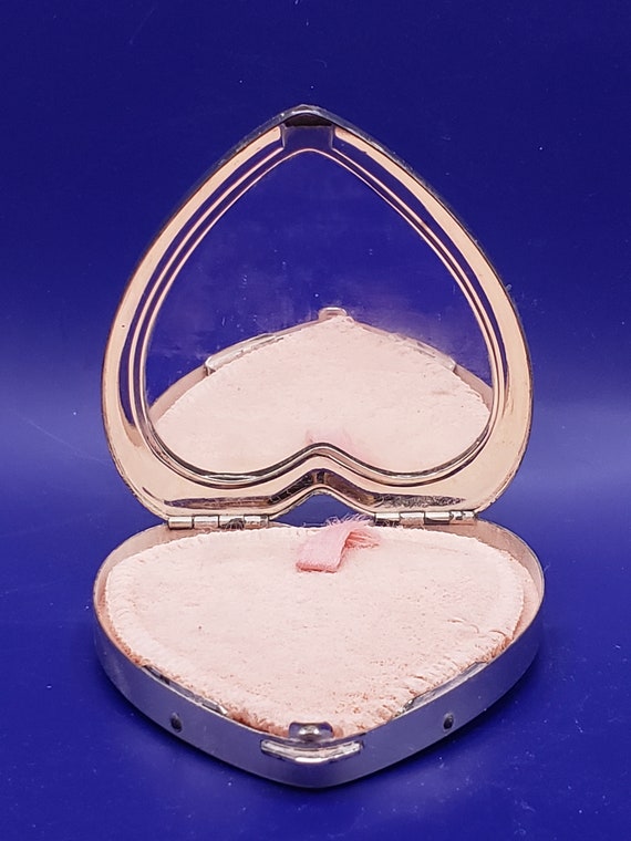 Vintage Sterling Silver Hingeco Compact Heart-sha… - image 2