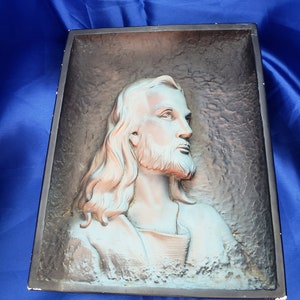 vintage Chalkware 3D Jesus Wall Hanging