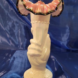 Fenton Black Rose Hand Vase