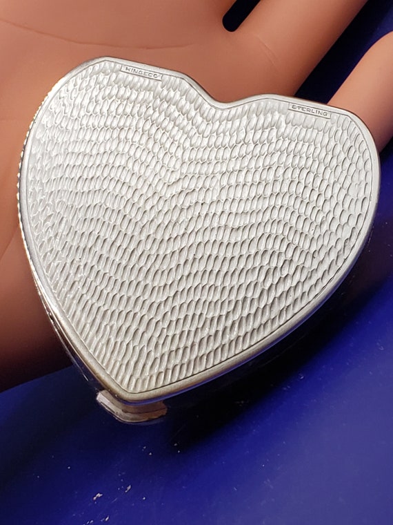 Vintage Sterling Silver Hingeco Compact Heart-sha… - image 4