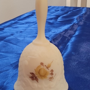 Fenton Hand-painted Custard Glass Bell Signed C Smith