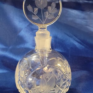 Vintage Princess House Perfume Bottle- Etched Floral Design