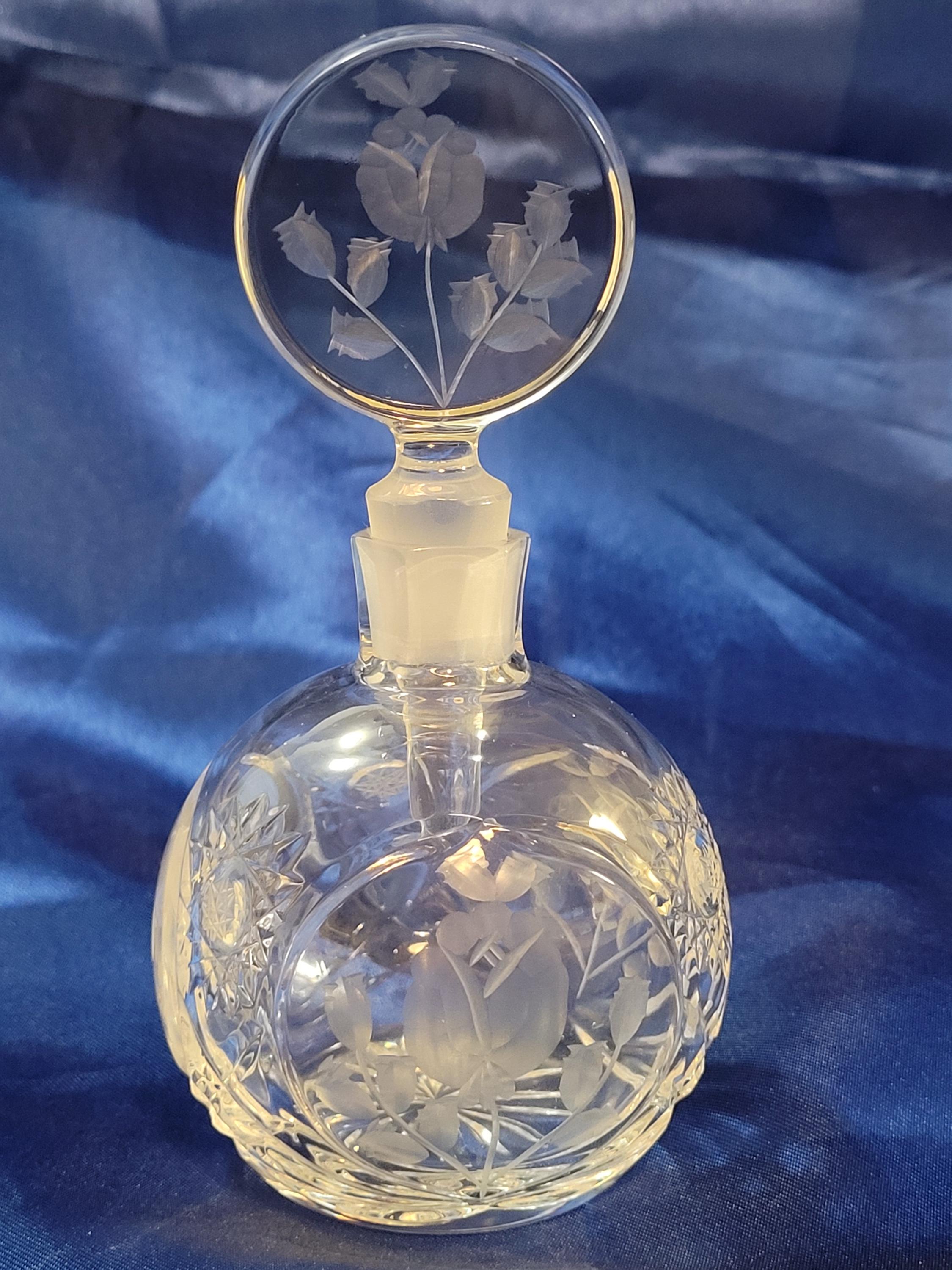 Vintage Princess House Perfume Bottle- Etched Floral Design