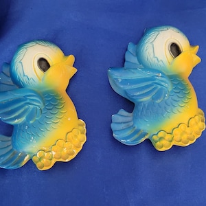 Paar vintage krijtvogels - Miller Studio Inc