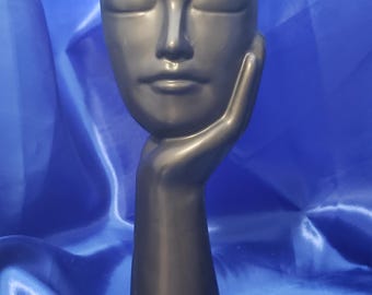 Ceramic Head in Hand Statue Black