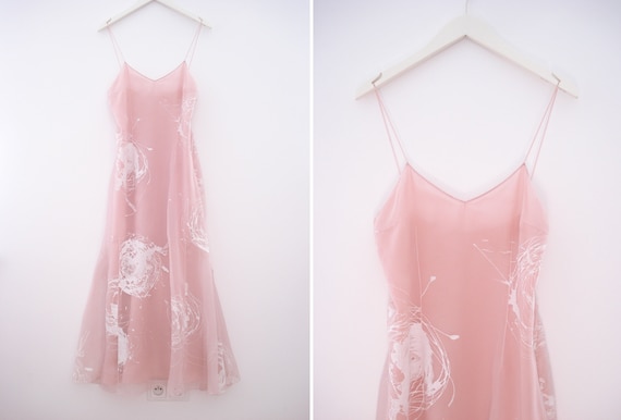 CHRISTIAN DIOR 1990s light pink silk maxi dress wi