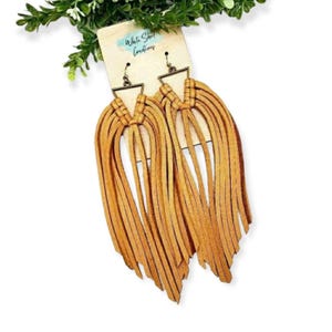 Leather Fringe Earrings, Deerskin Leather Earrings, Genuine Leather Tassel Earrings, Boho Earrings, Statement Earrings, Festival Earrings