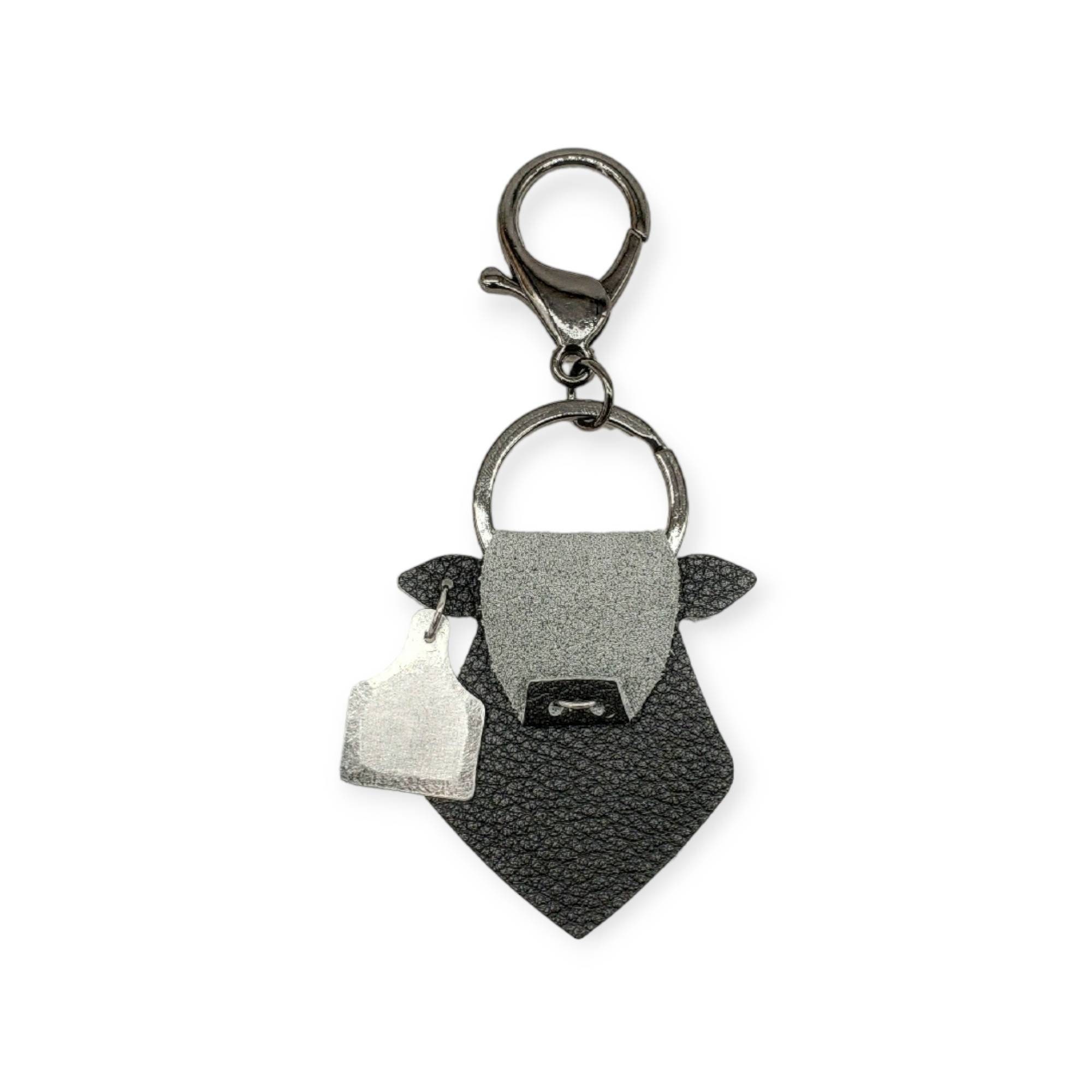 White Multicolor Monogram Leather Keychain