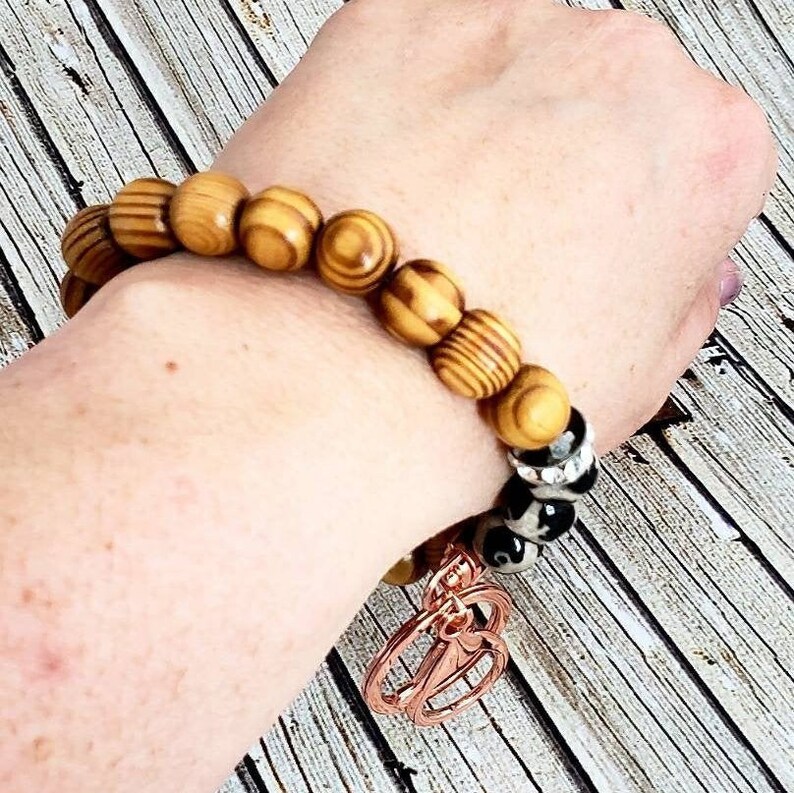 Beaded Bracelet Wood Bead Keychain Teacher Gift Leopard Keychain Keychain Gift Cheetah Keychain Keychain Bracelet Beaded Keychain