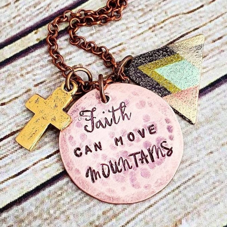 Faith Jewelry Gift Faith Can Move Mountains Necklace Etsy