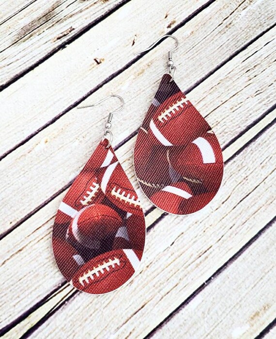 Faux Leather Football Earrings Football Teardrop Earrings Etsy