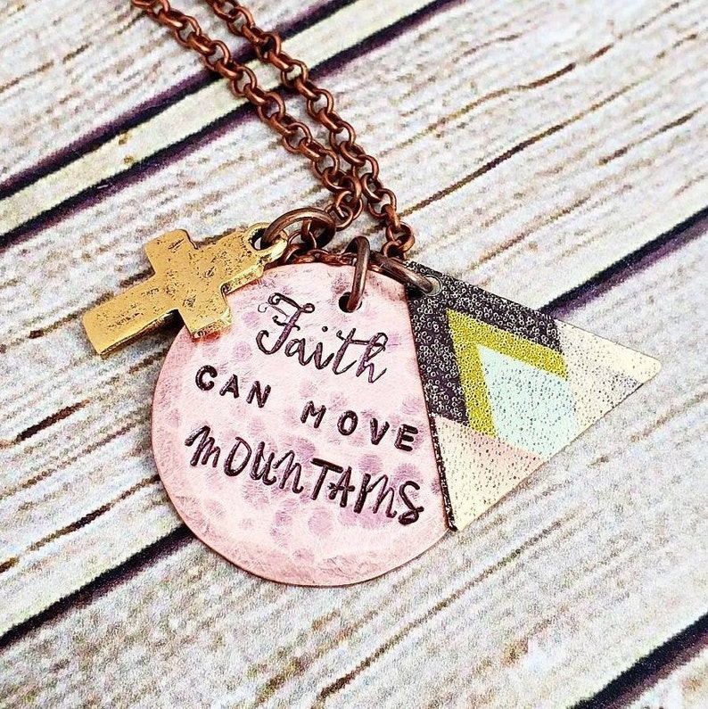Faith Jewelry Gift Faith Can Move Mountains Necklace Etsy