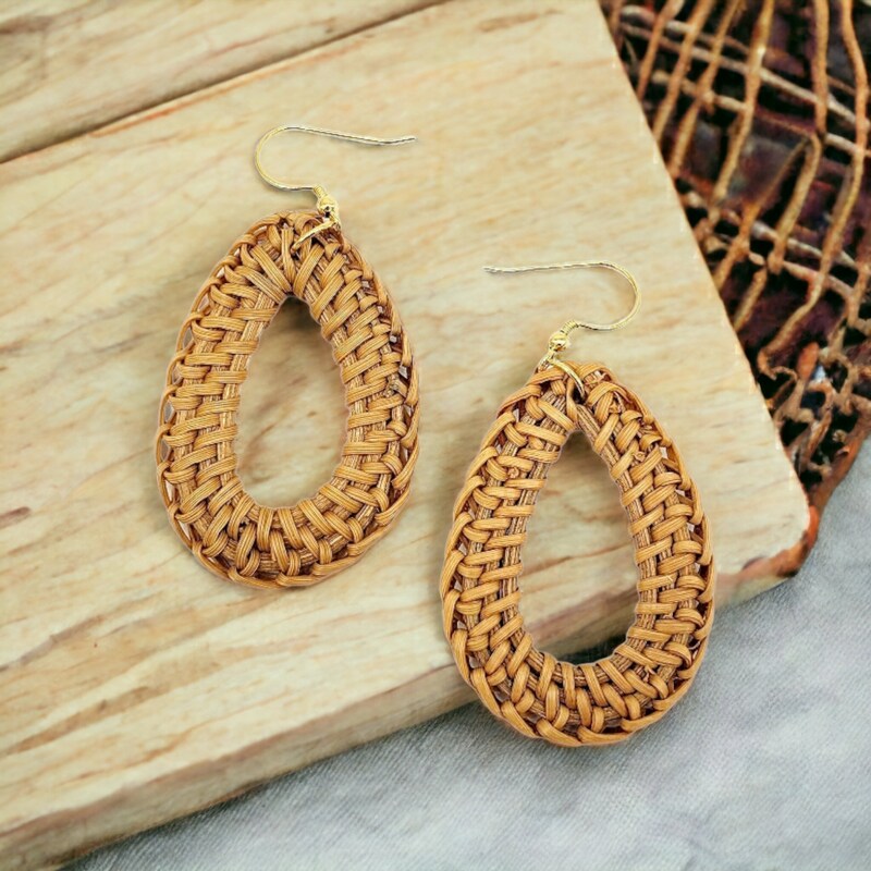 Rattan Earrings - Etsy