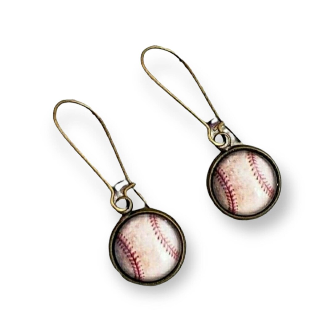 Baseball Earrings Baseball Jewelry Baseball Dangle Earrings Etsy
